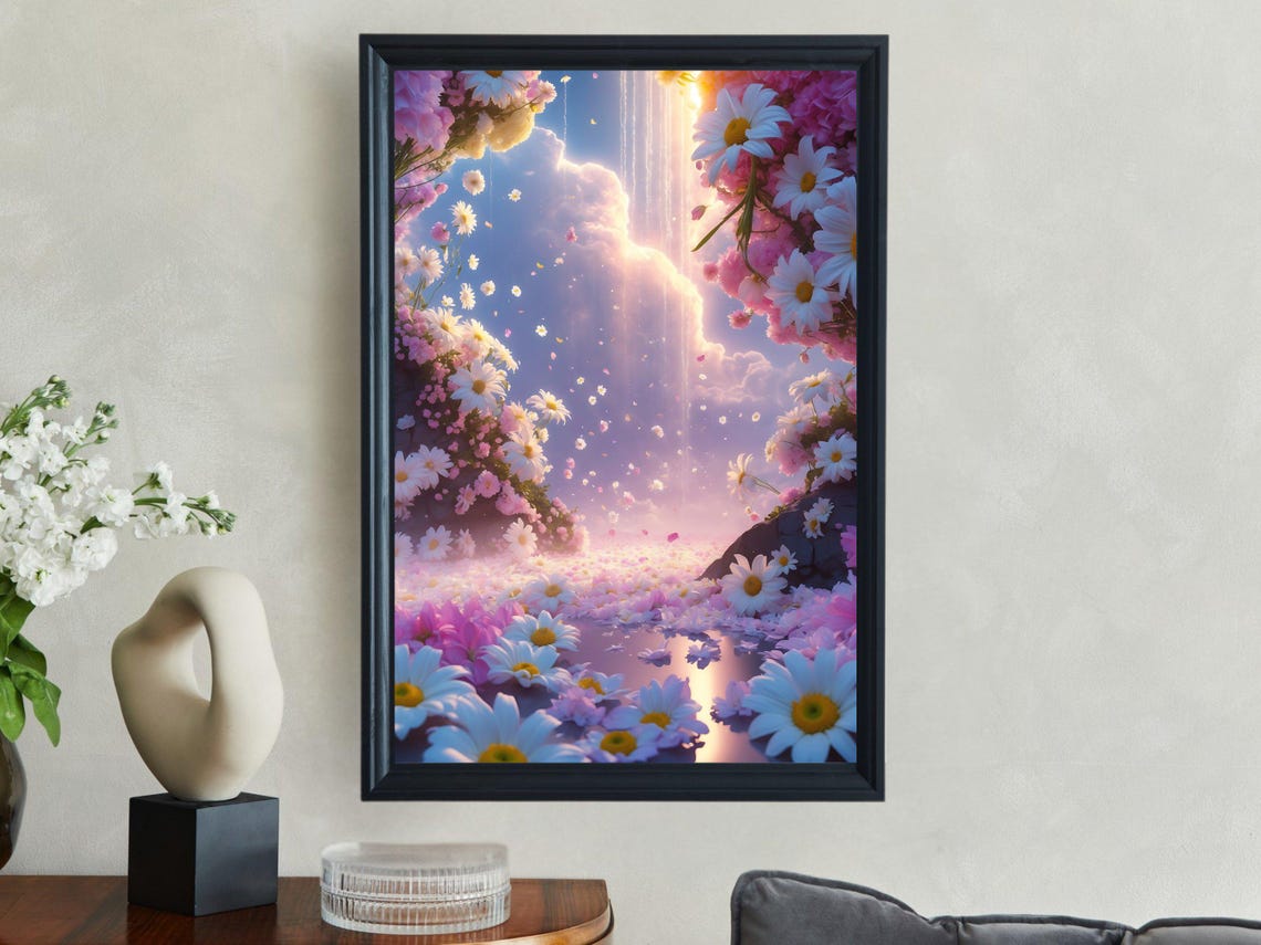 Daisy Floral Cascade Sunlit Petals Dreamy Spring Garden Art Print