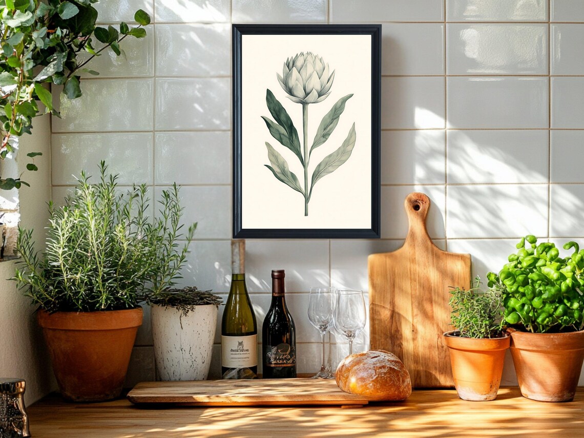 Artichoke Botanical Illustration Minimalist Nature Decor Poster - Image 2