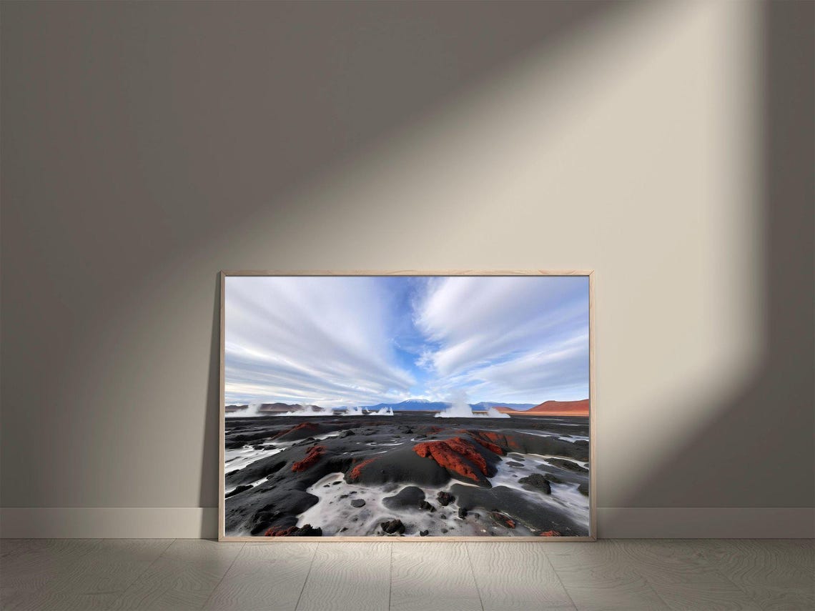 Scenic Geysers And Mountains Wall Art Beautiful Cloudy Sky Nature Landscape Print Modern Home Decor Stunning Photography Print - Image 5