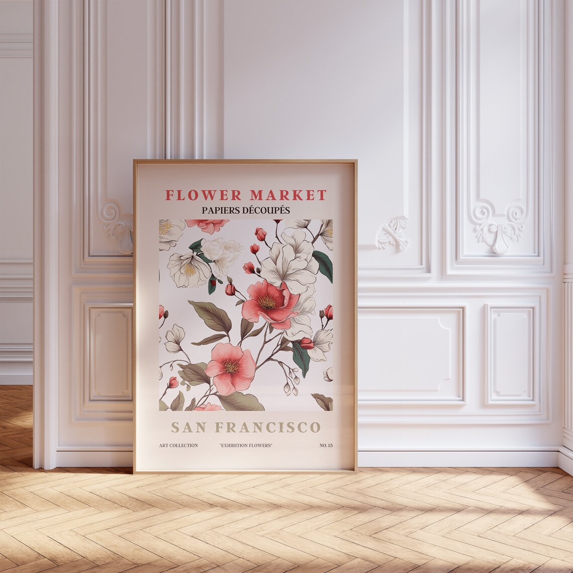 Flower Market San Francisco Blush Camellia Bloom Botanical Art Poster - Image 5
