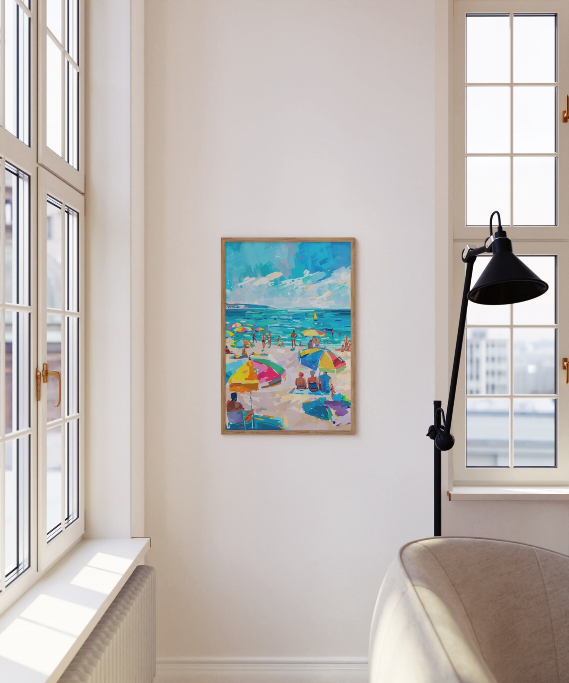 Summer Beach Vacation Umbrellas Swimmers Turquoise Sea Poster - Image 4