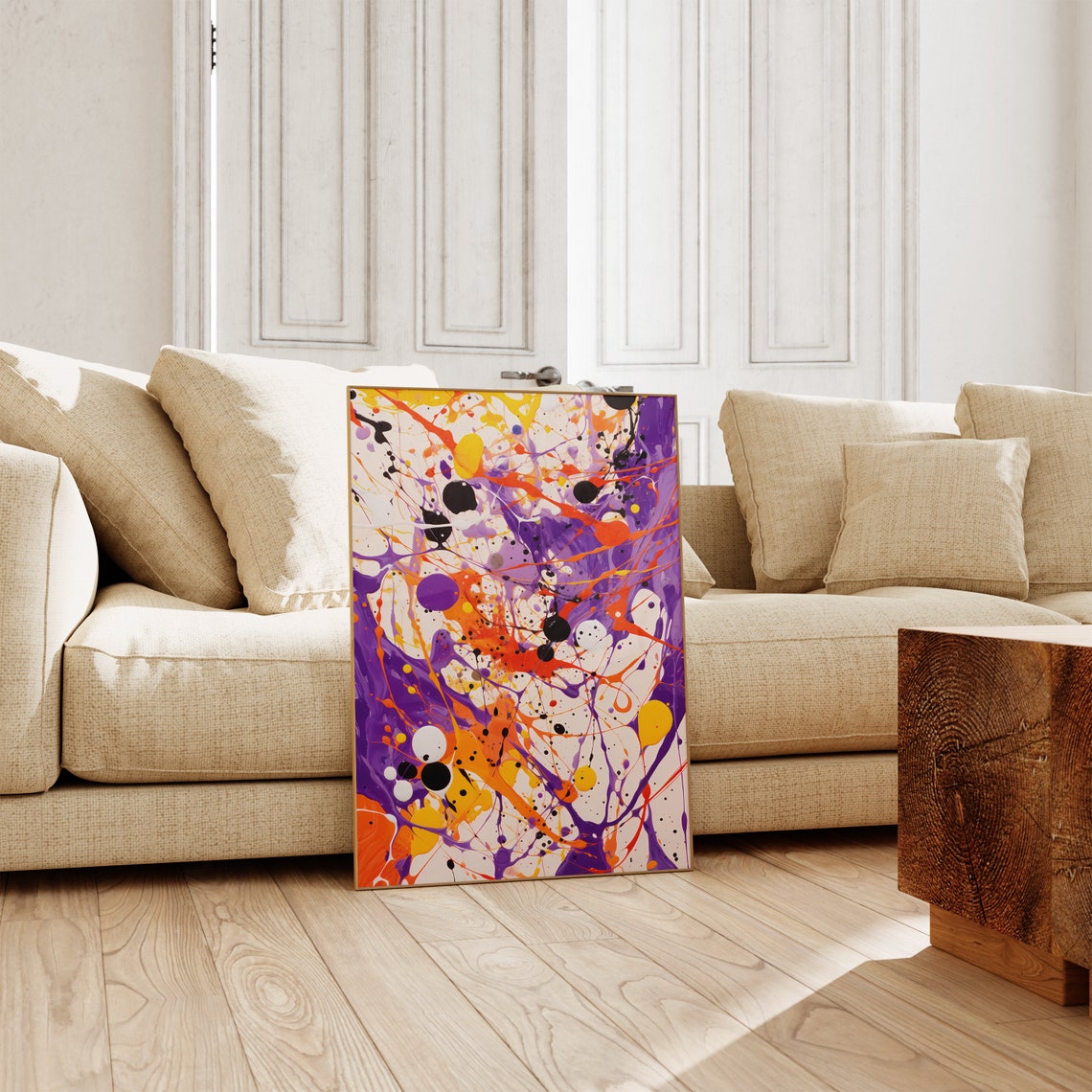 Jackson Pollock Style Purple Orange Dot Drip Abstract Art Poster - Image 5