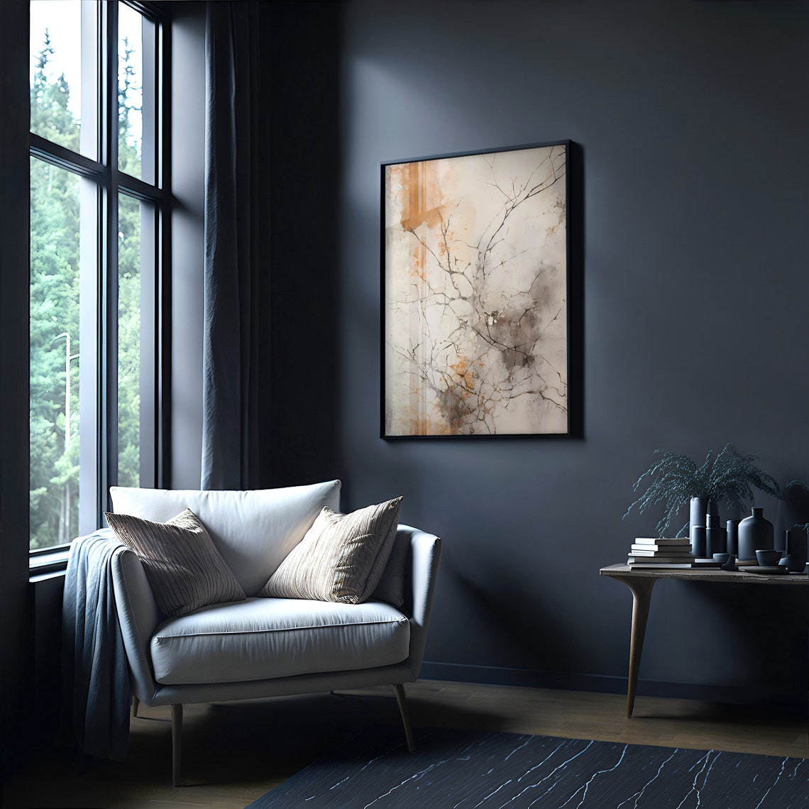 Amber Ink Branch Abstract Painting Minimal Organic Art Poster - Image 4