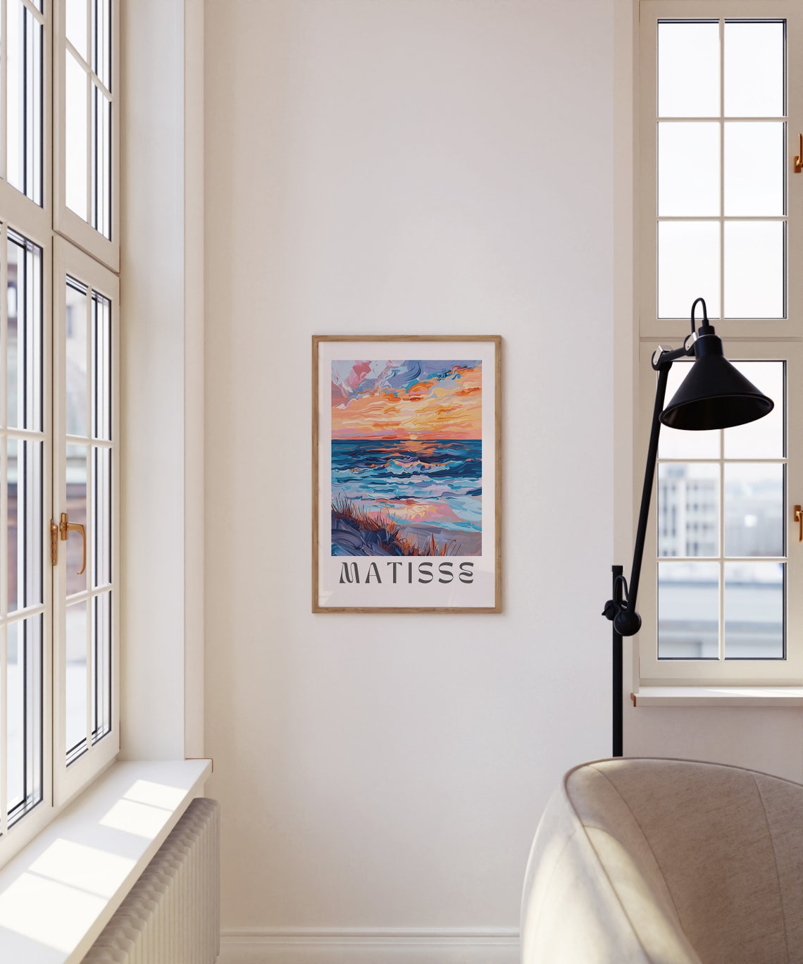 Matisse Style Ocean Sunset Colorful Waves Seascape Art Poster - Image 3