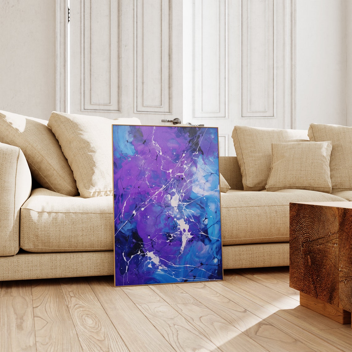 Jackson Pollock Style Purple Blue Marble Ink Abstract Art Poster - Image 5