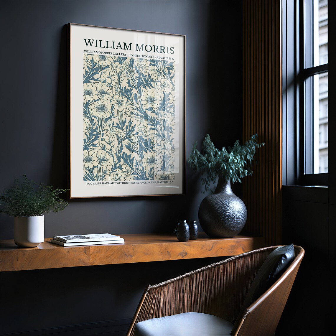 William Morris Gallery Exhibition 1887 Blue Floral Quote Art Poster - Image 2