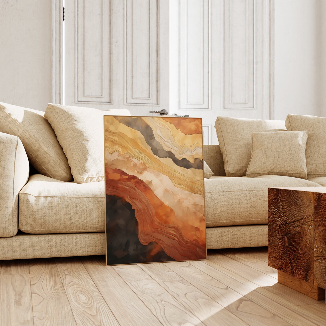 Golden Amber Marble Swirls Abstract Flow Warm Modern Art Poster - Image 4