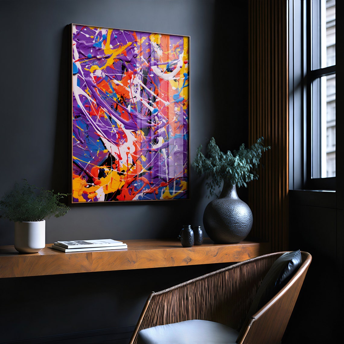 Jackson Pollock Style Colorful Abstract Drip Paint Splatter Poster - Image 2