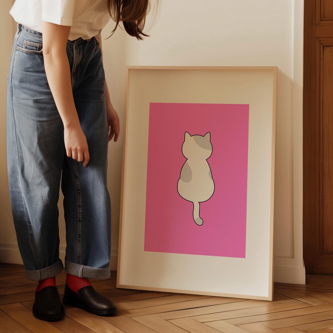 Calico Cat Back Poster Pink Wall Art Maximalist Decor Funny Cat Posters Nursery Prints Animal Artwork Wall Hanging Cat Lover Mom Gift - Image 5