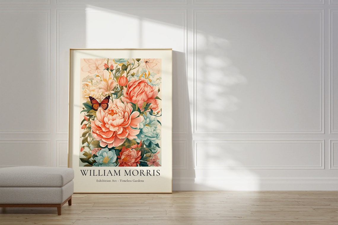 William Morris Timeless Gardens Floral Butterfly Garden Poster