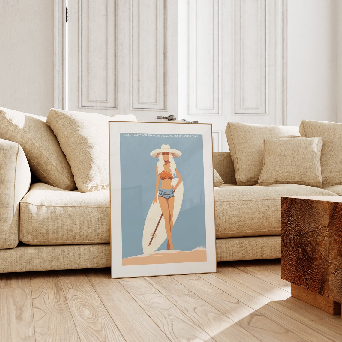 Coastal Cowgirl Riding Waves Quote Surfer Girl Western Art Poster - Image 5