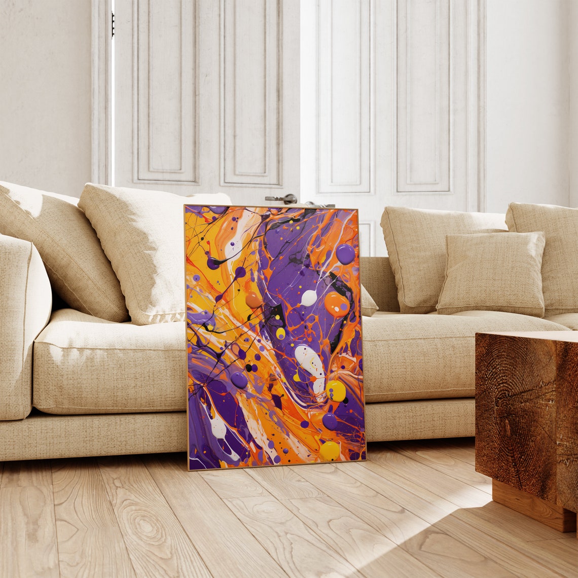 Jackson Pollock Style Purple Orange Drip Painting Abstract Art Poster - Image 5