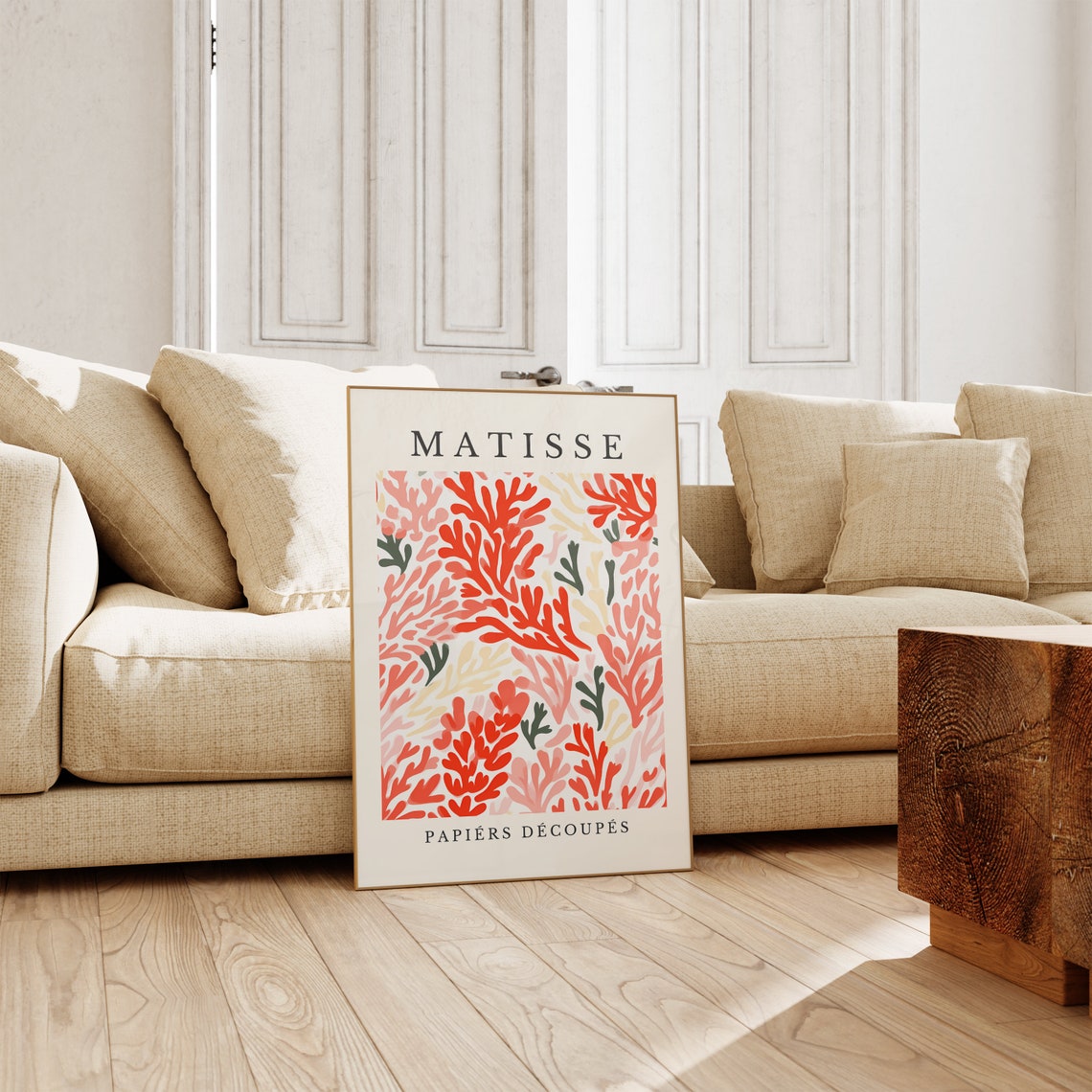 Matisse Papiers Decoupes Coral Pink Cut Paper Branch Pattern Poster - Image 4