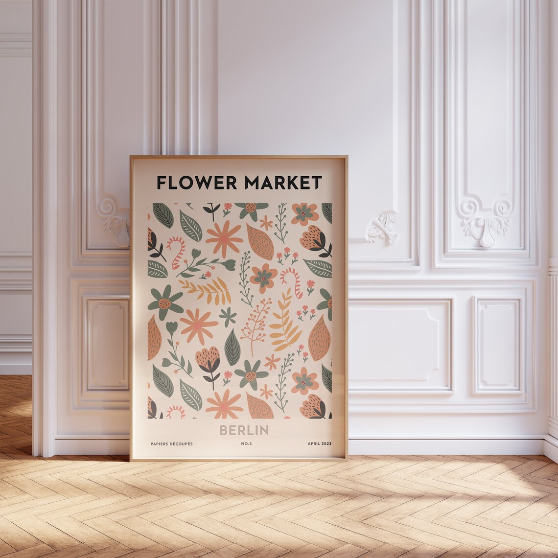 Flower Market Berlin Retro Orange Blossom Papiers Decoupes Poster - Image 5