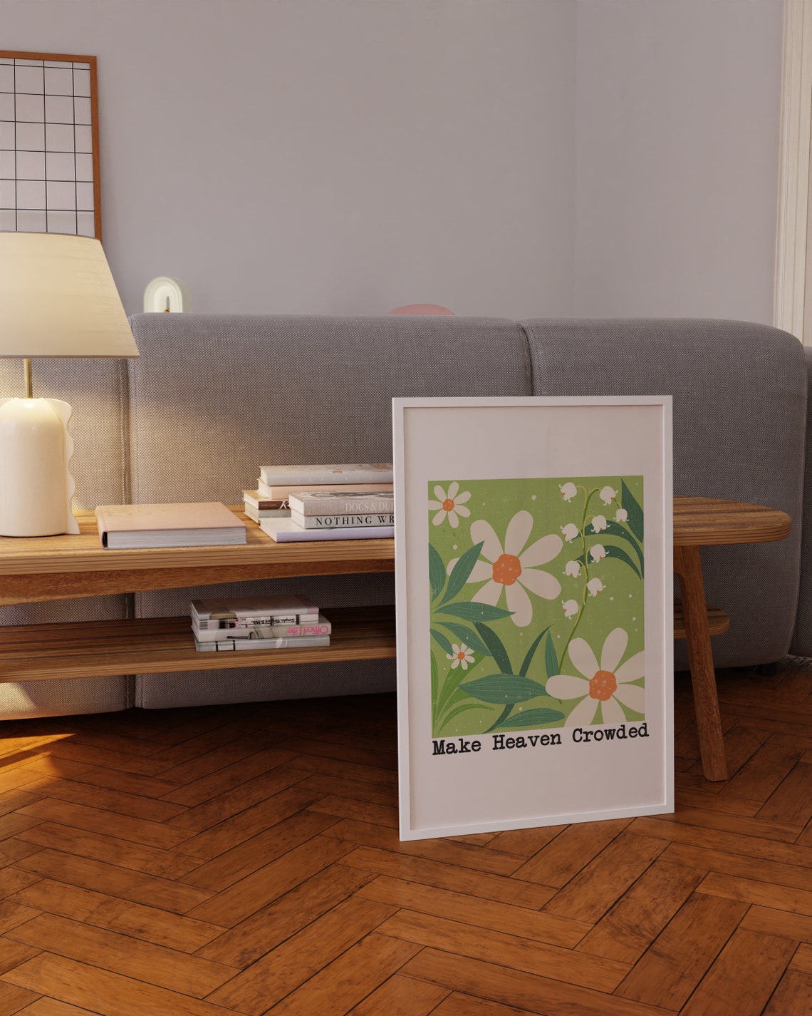Make Heaven Crowded Fresh Green Daisy Serene Botanical Art Poster - Image 4