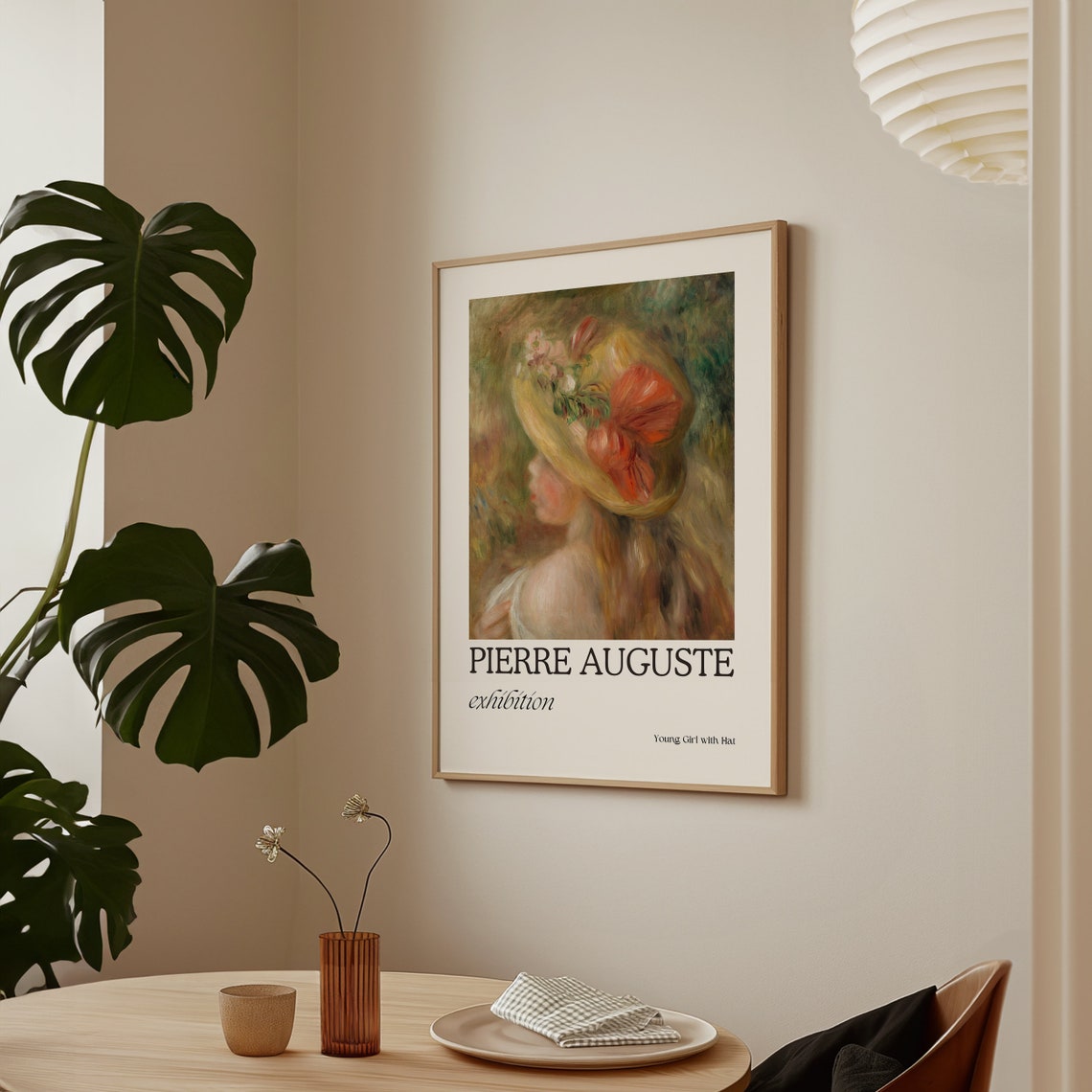 Pierre Auguste Young Girl Floral Straw Hat Impressionist Poster - Image 3