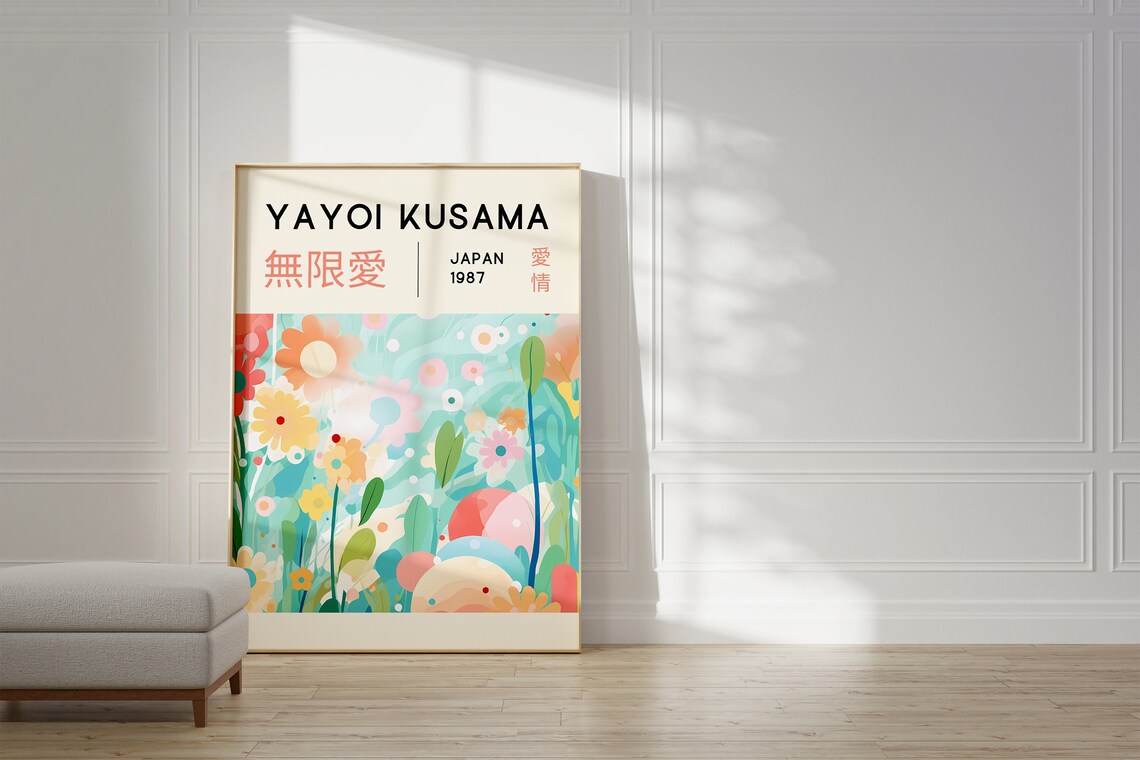 Yayoi Kusama Pastel Flower Garden Dotted Bloom Japan 1987 Poster