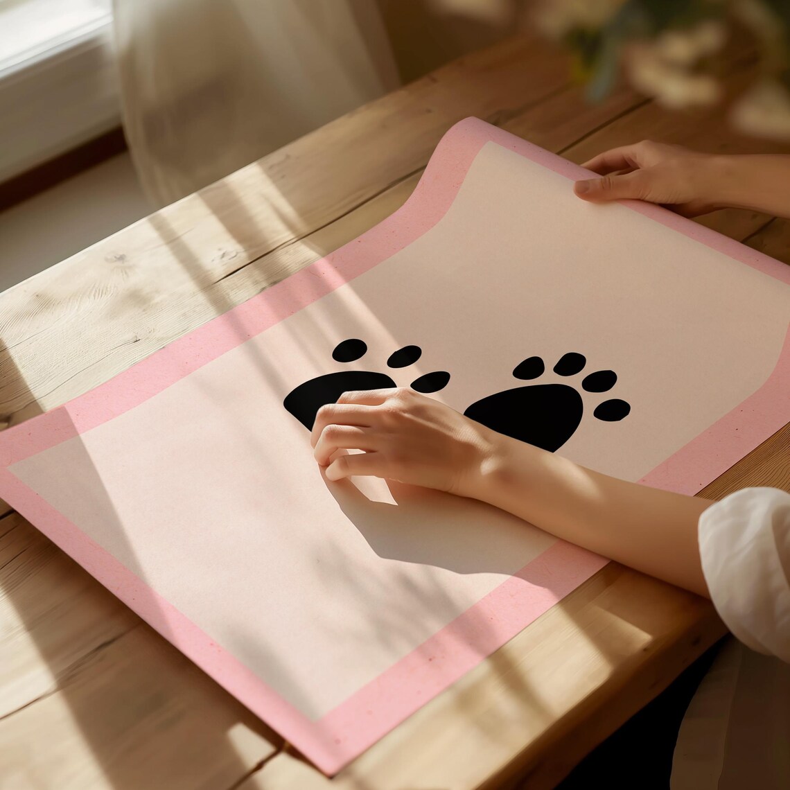 Minimalist Blush Pink Cat Paw Marks Cute Nursery Animal Art Poster - Image 4