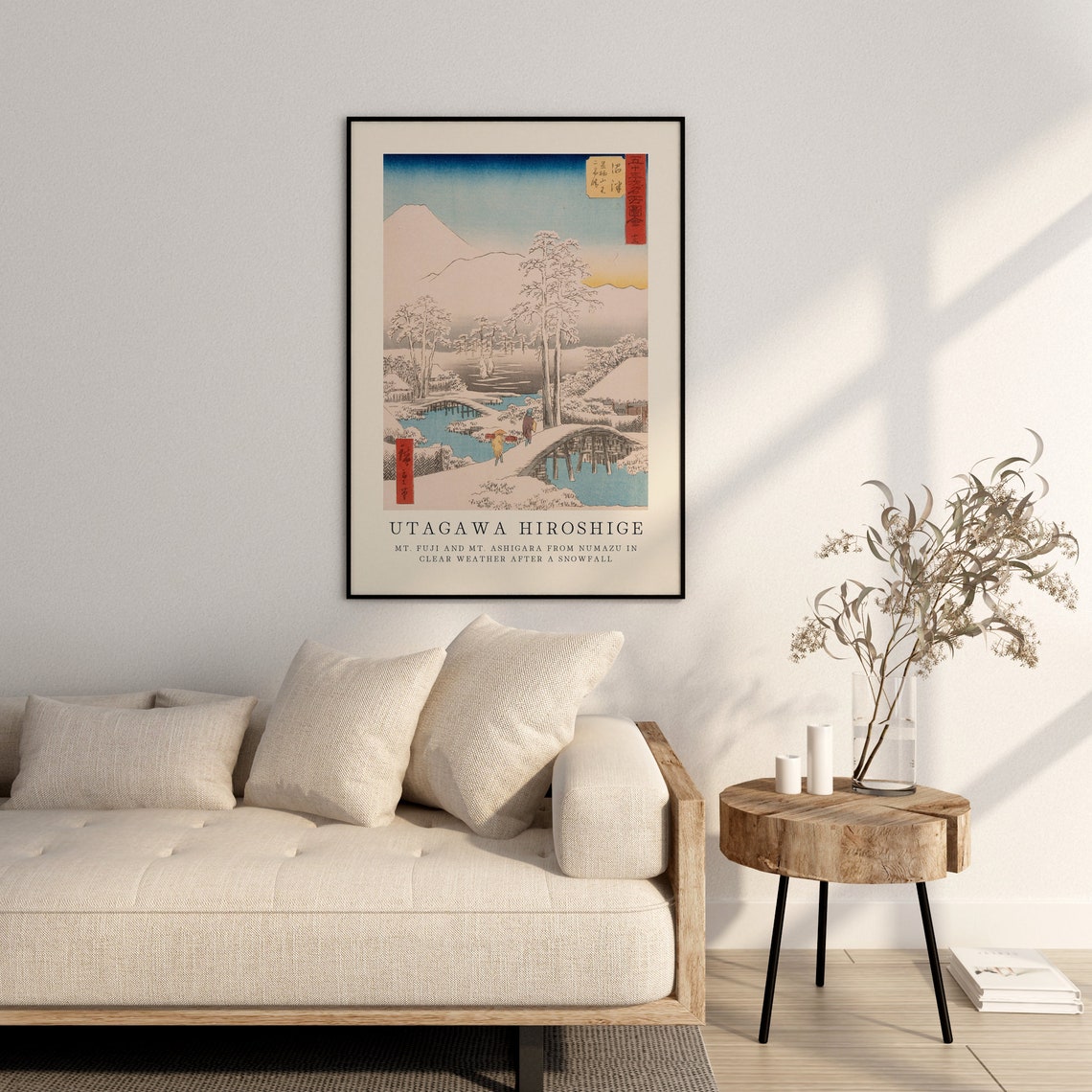 Utagawa Hiroshige Mt Fuji Snowy Bridge Woodblock Landscape Poster - Image 2