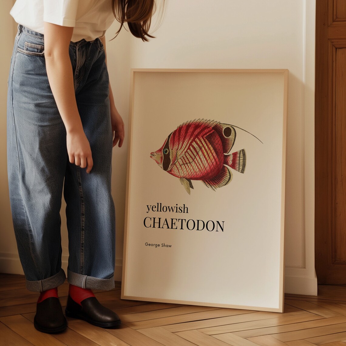 Yellowish Chaetodon Red Fish George Shaw Vintage Marine Life Print - Image 3