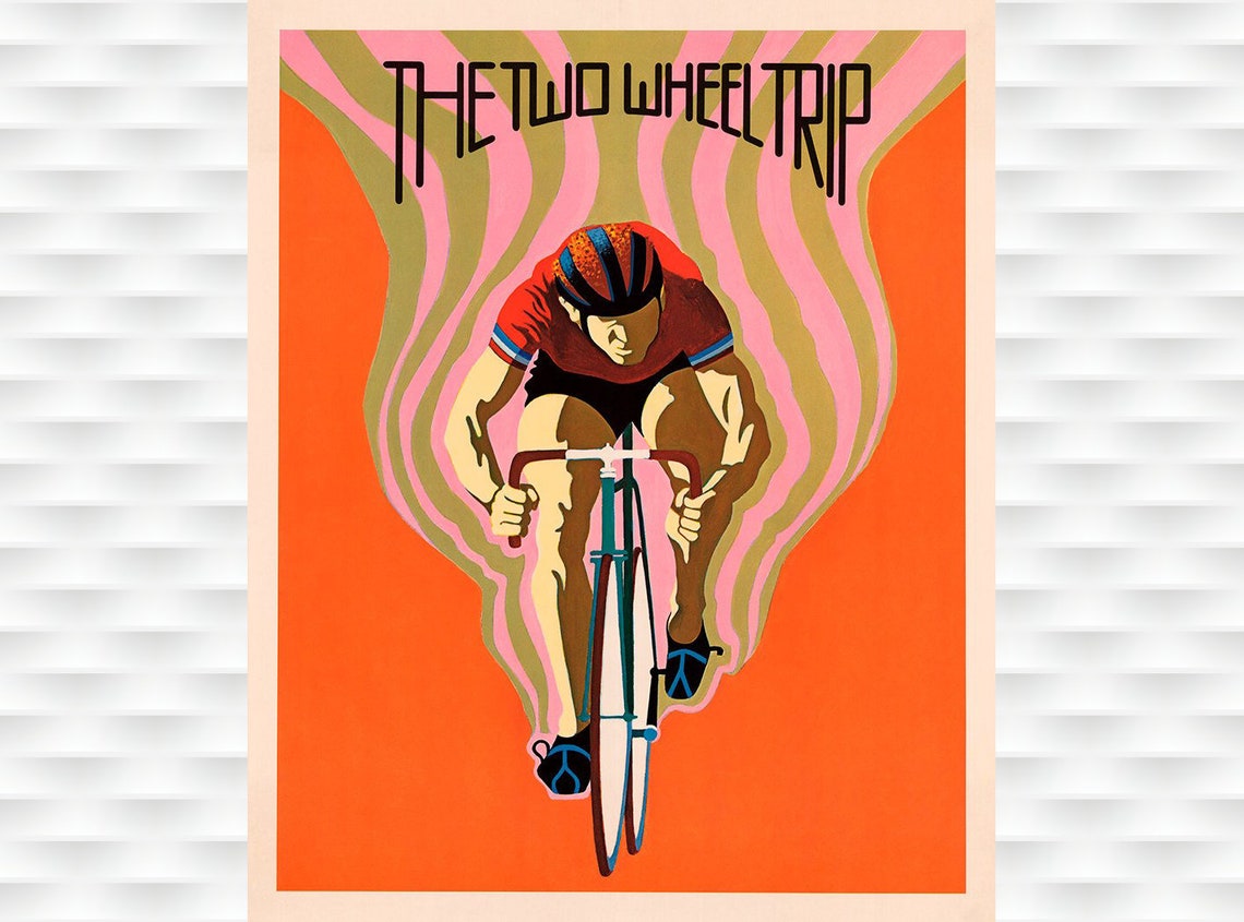 The Two Wheel Trip Bold Retro Cyclist Pop Art Cycling Poster