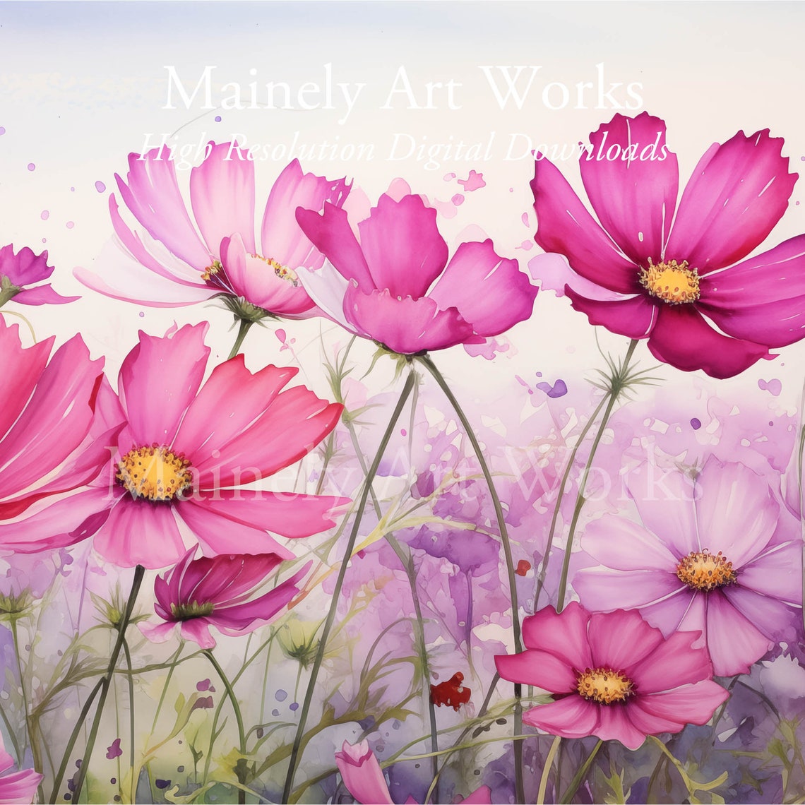 Summer Flowers Frame Tv Art Cosmos Flowers Tv Art Wildflowers Tv Art Watercolor Frame Tv Art Watercolor Tv Art - Image 3