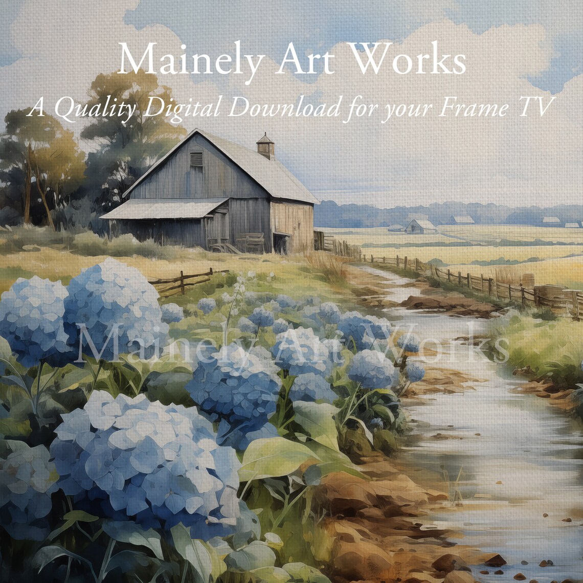 Farmhouse Country Farm Painting, Rustic Wall Art Print - Image 3
