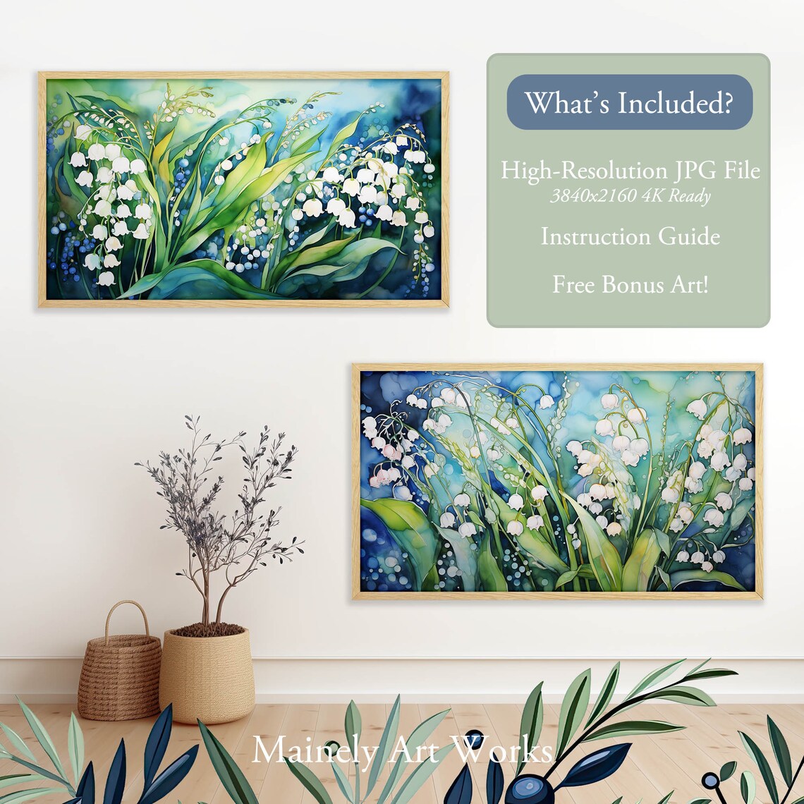 Easter Lily of the Valley Floral Art Print - Image 2