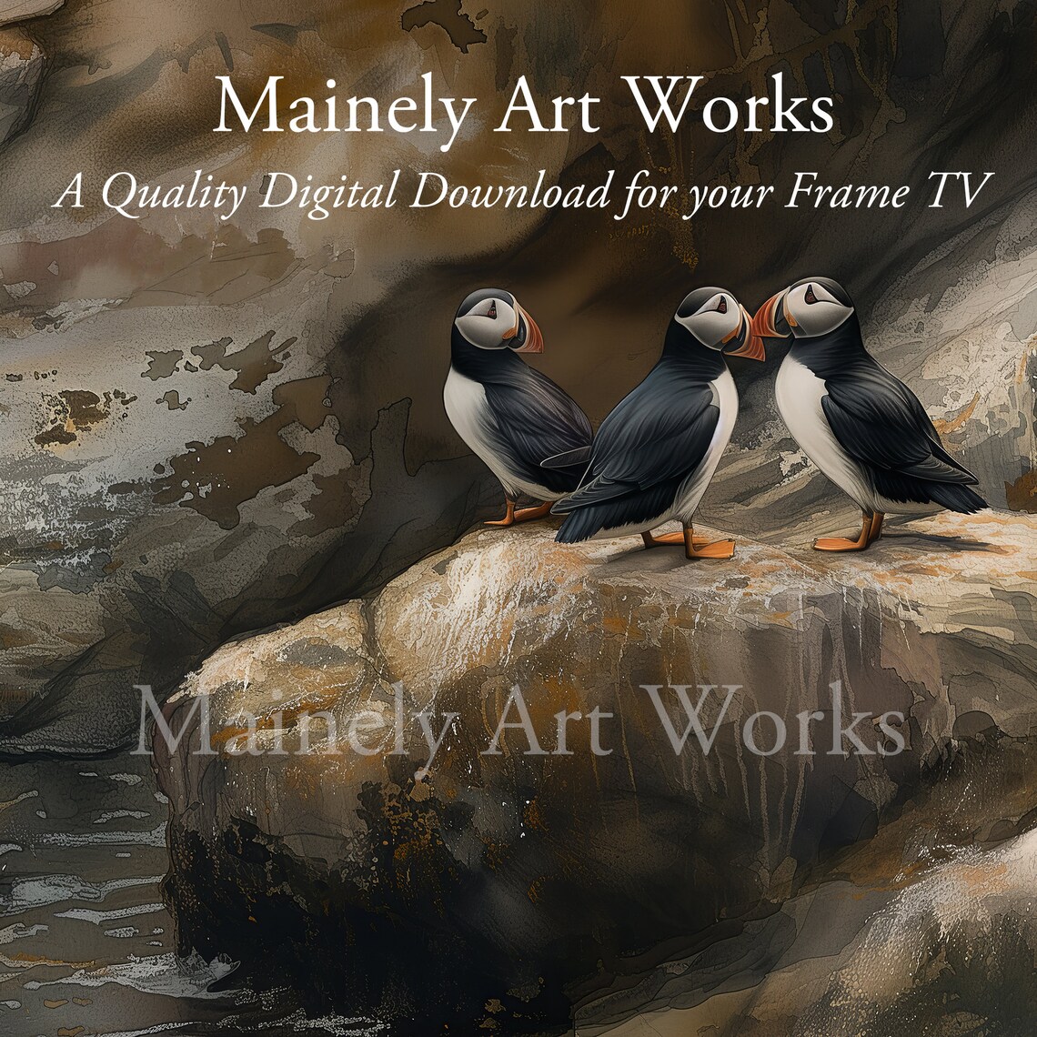 Puffin Seascape, Coastal Nautical Art Print - Image 3