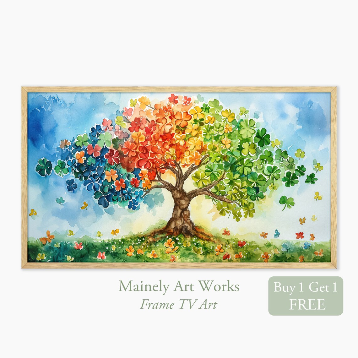 St Patrick's Day Shamrock Tree of Life Art Print