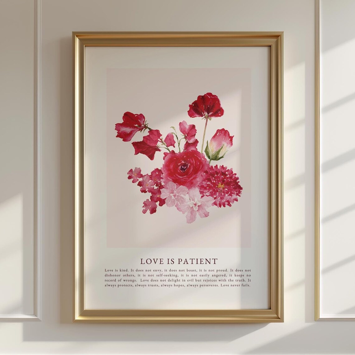 Love Is Patient Kind Bible Verse Art Print