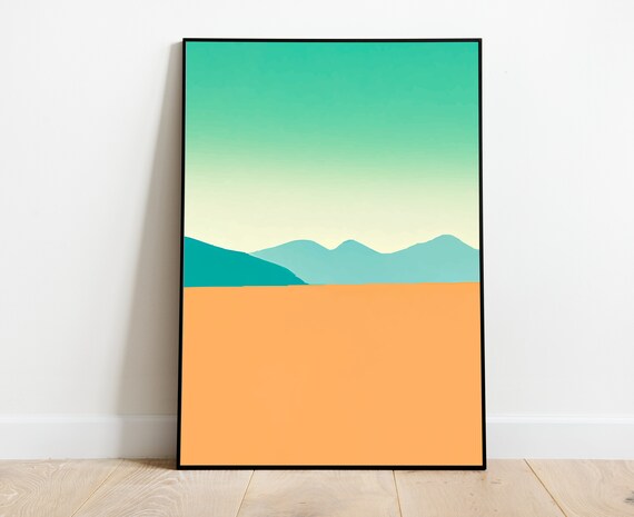 Minimalist Desert Dunes Abstract Mountain Landscape Wall Art
