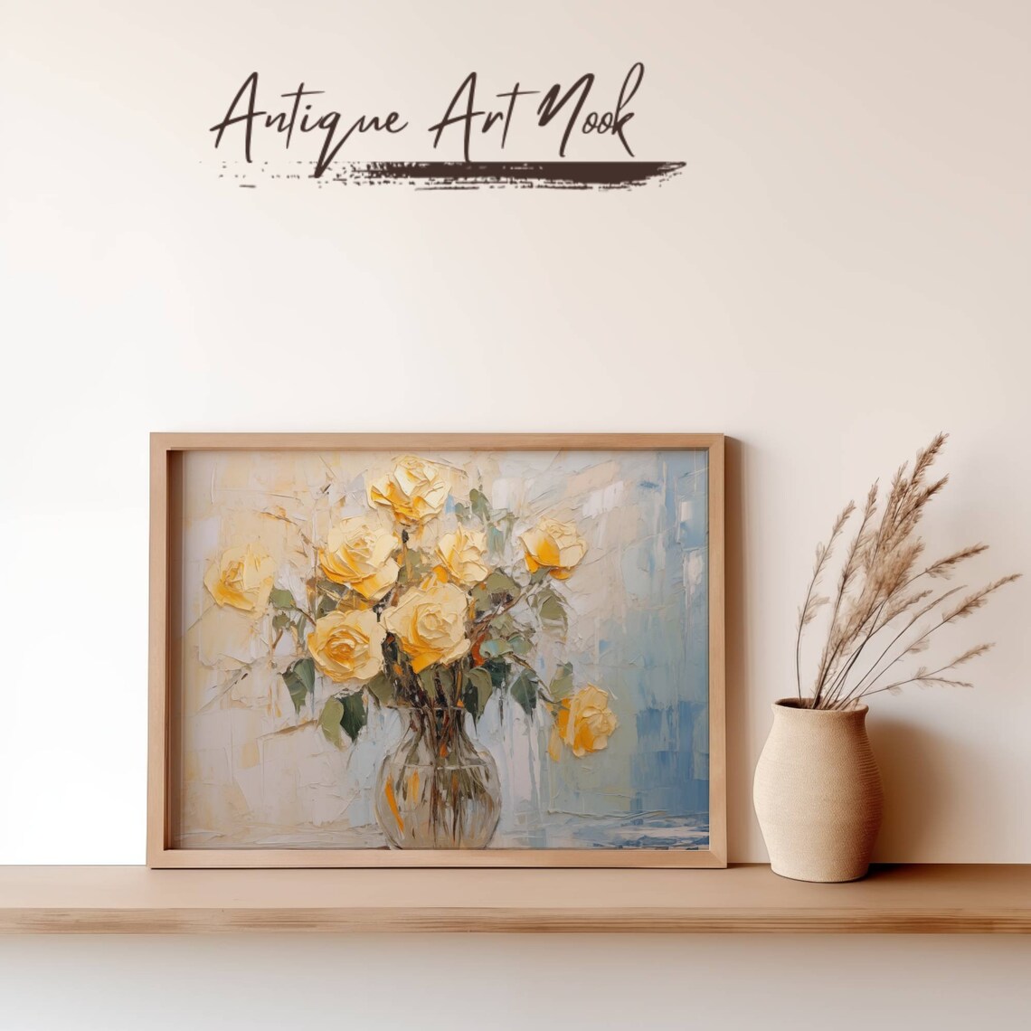 Yellow Roses In Vase, Vintage Still Life Print - Image 3