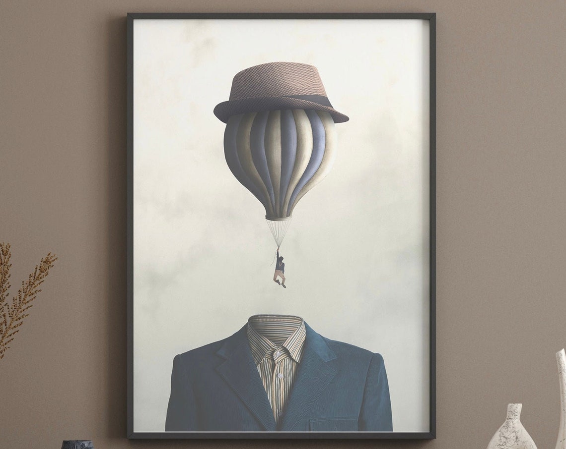 Escape The Norm Hot Air Balloon Quirky Art Print