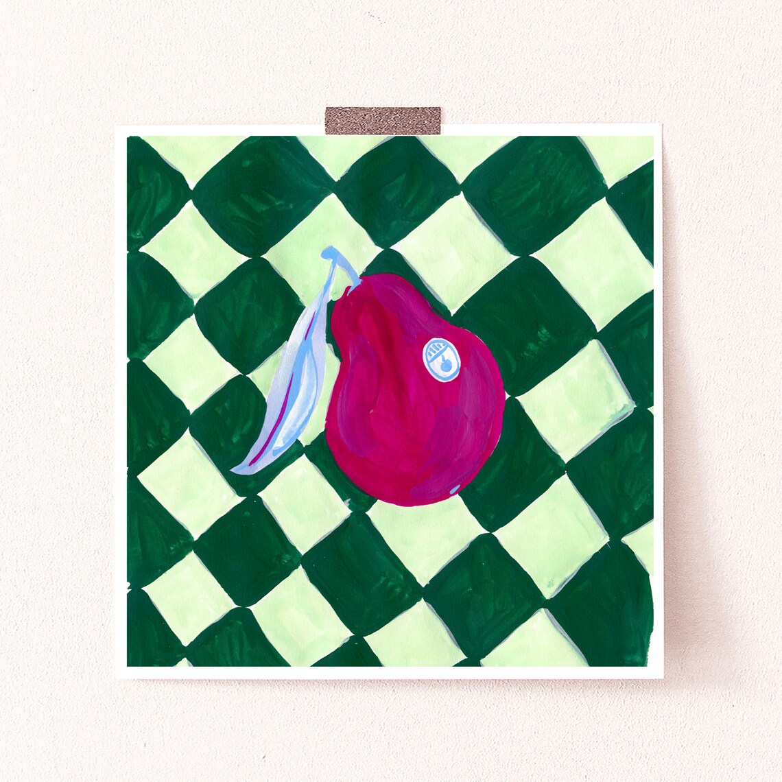 Pear Print, Jewel Tone Abstract Fruit Art Print - Image 3