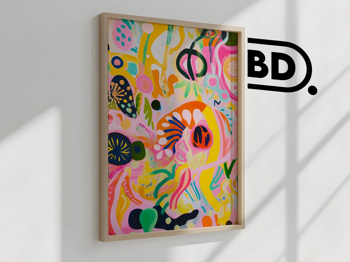 Colorful Abstract Expression Painting Vibrant Bold Brushstroke Art Joyful Creative Wall Decor Energetic Mixed Pattern Artwork - Image 2