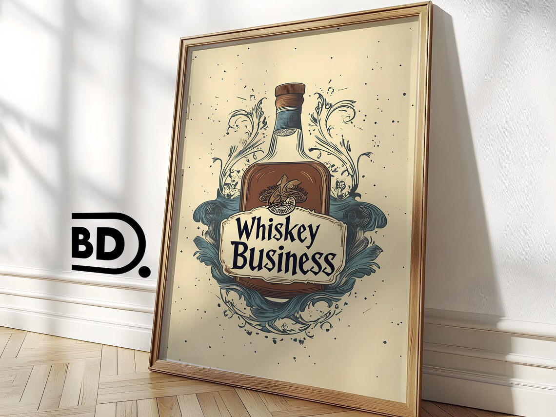 Whiskey Business Vintage Bottle Retro Bar Cart Liquor Wall Print - Image 3