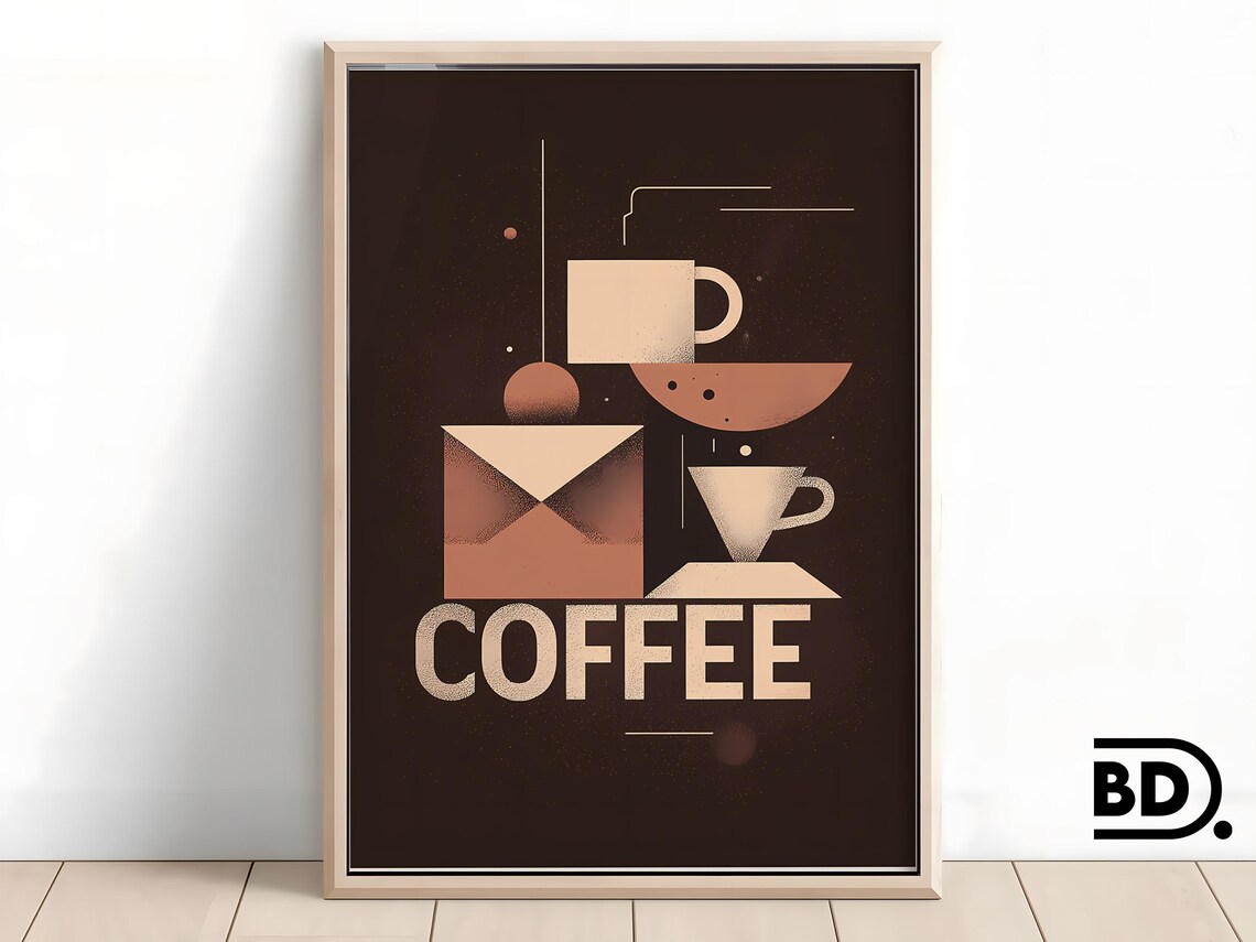 Retro Coffee Print Cute Brown Coffee Art Print For Coffee Bar Wall Decor Coffee Poster Home Kitchen Art