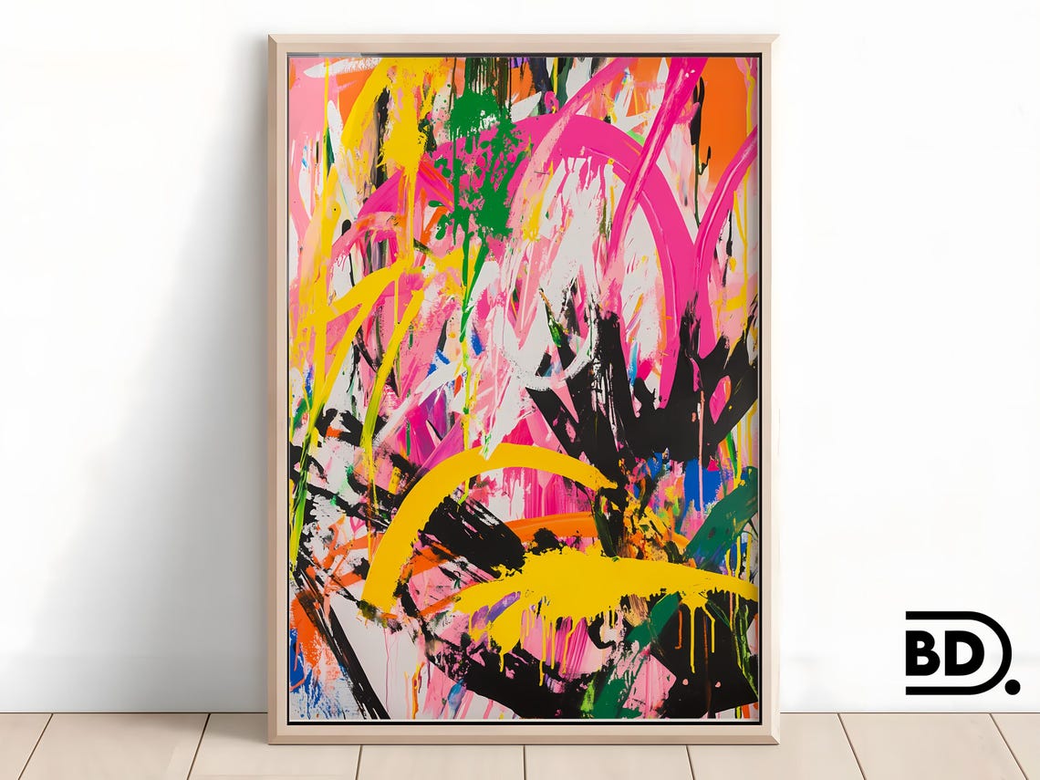 Epic Graffiti Abstract Painting Bold Expressionist Street Art Vibrant Color Splash Urban Contemporary Wall Decor