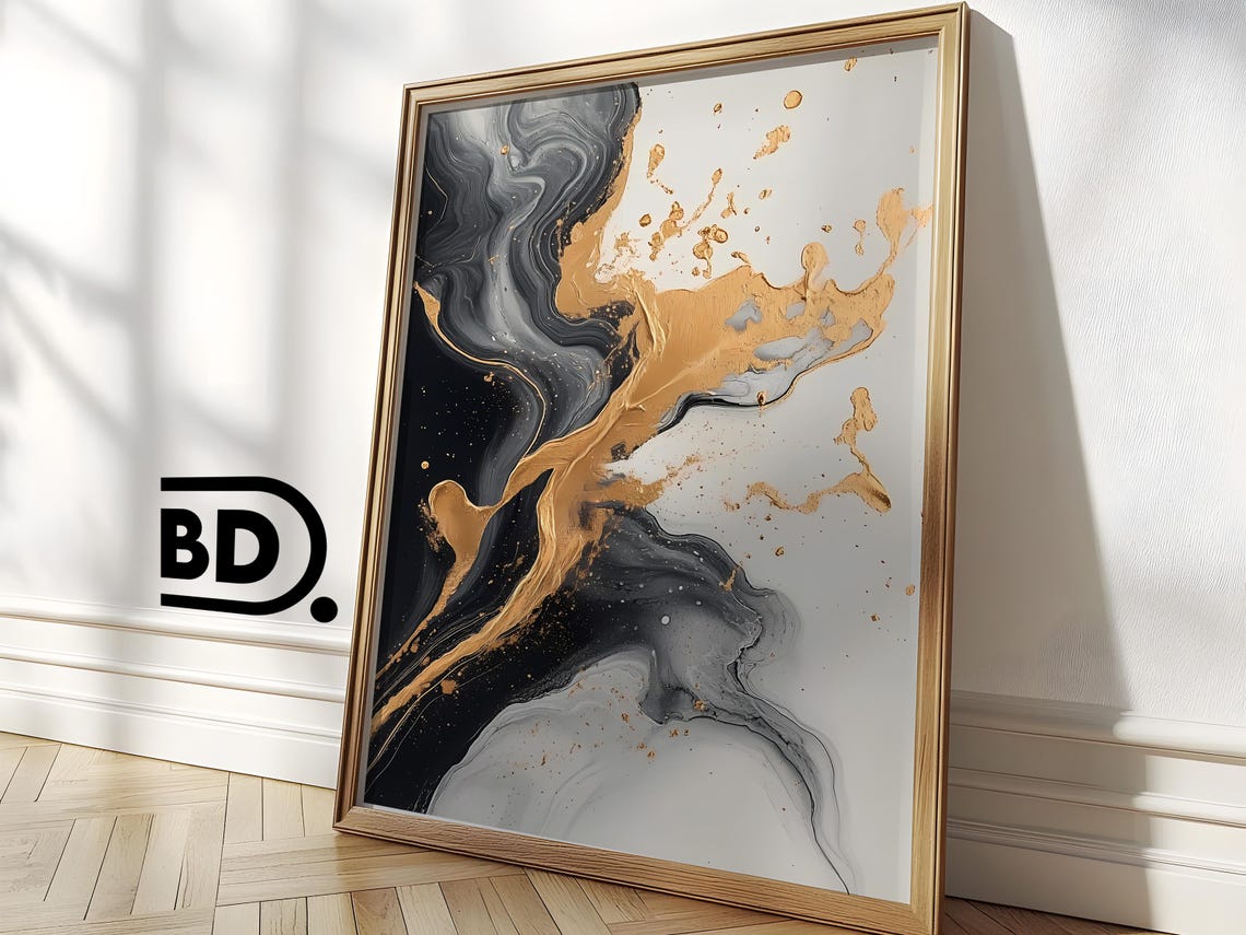 Abstract Wall Art Black And Brown Minimalist Print Neutral Japandi Decor Sophisticated Brushstroke Artwork - Image 3