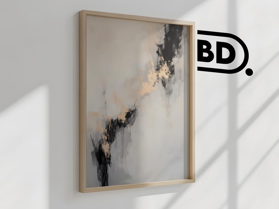 Modern Abstract Square Wall Art Neutral Beige Print Large Japandi Style Decor Minimalist Brush Strokes Artwork - Image 2