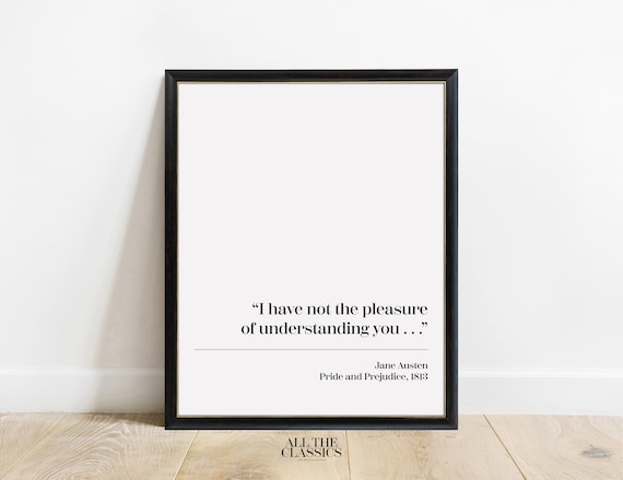 Jane Austen Understanding You Quote Pride Prejudice Literary Poster