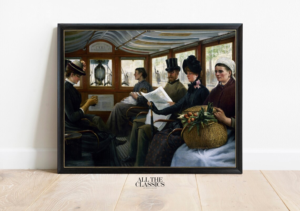 Victorian Horse Omnibus Passengers Interior Vintage Genre Scene Poster - Image 3