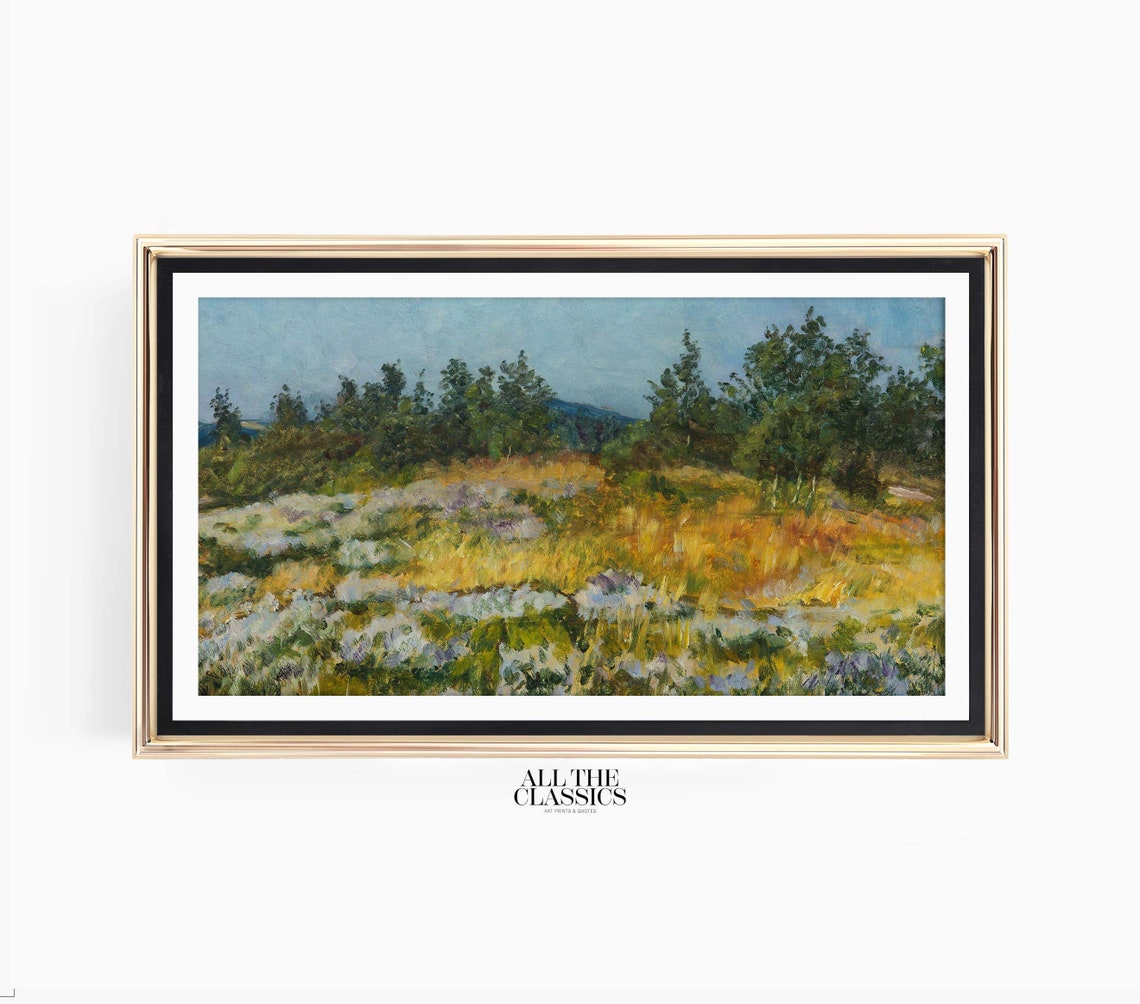 Summer Meadow Green Trees Impressionist Vintage Landscape Wall Art - Image 3