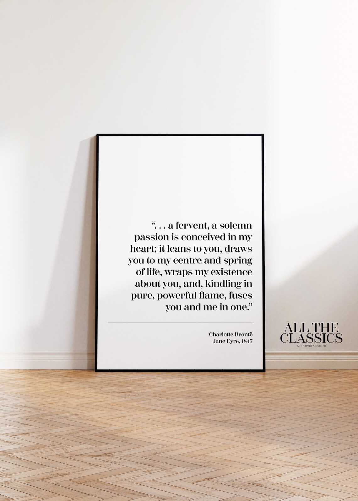Charlotte Bronte Jane Eyre Passion Quote Right Aligned Typography Poster - Image 3