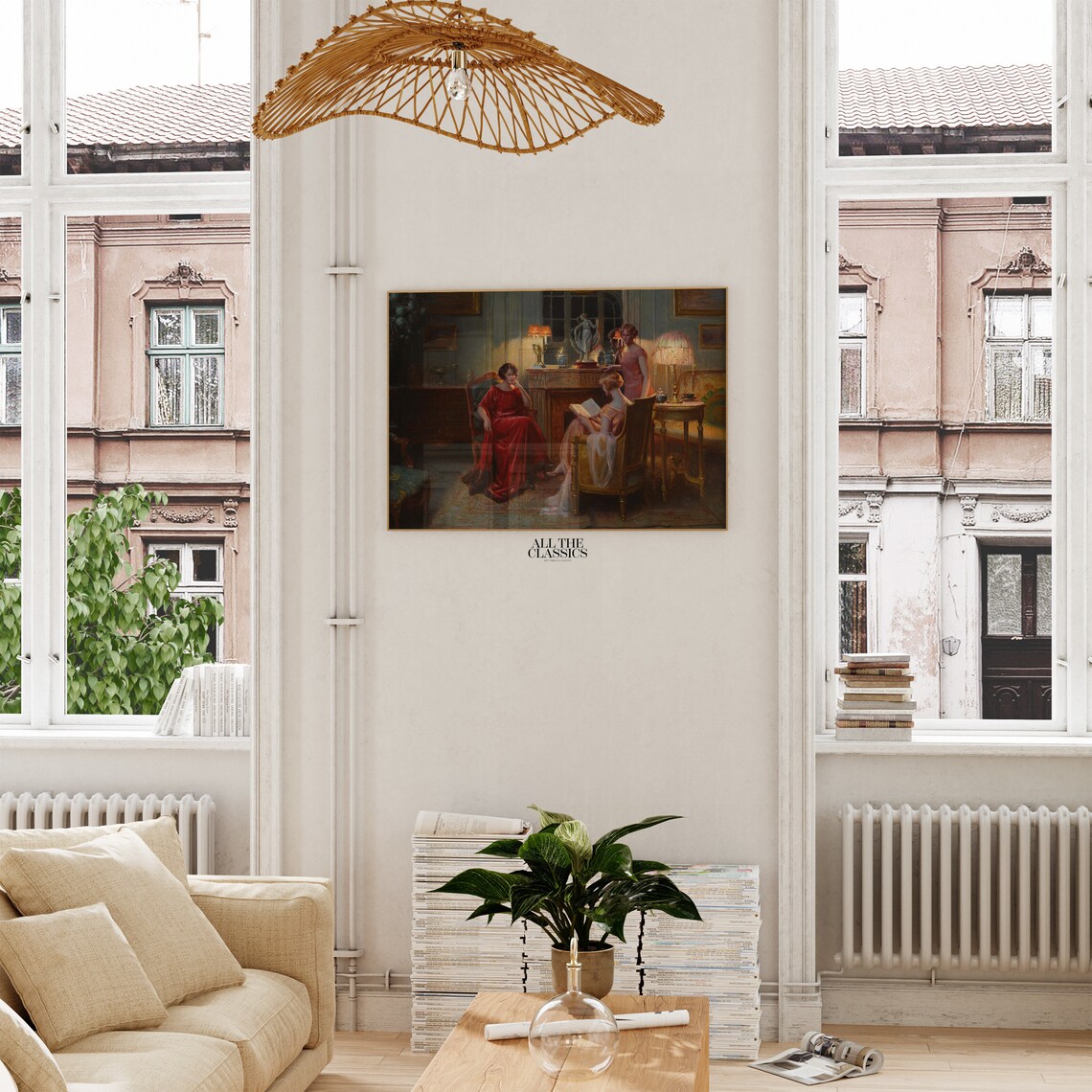 Delphin Enjolras In The Reading Room Three Women Evening Poster - Image 2