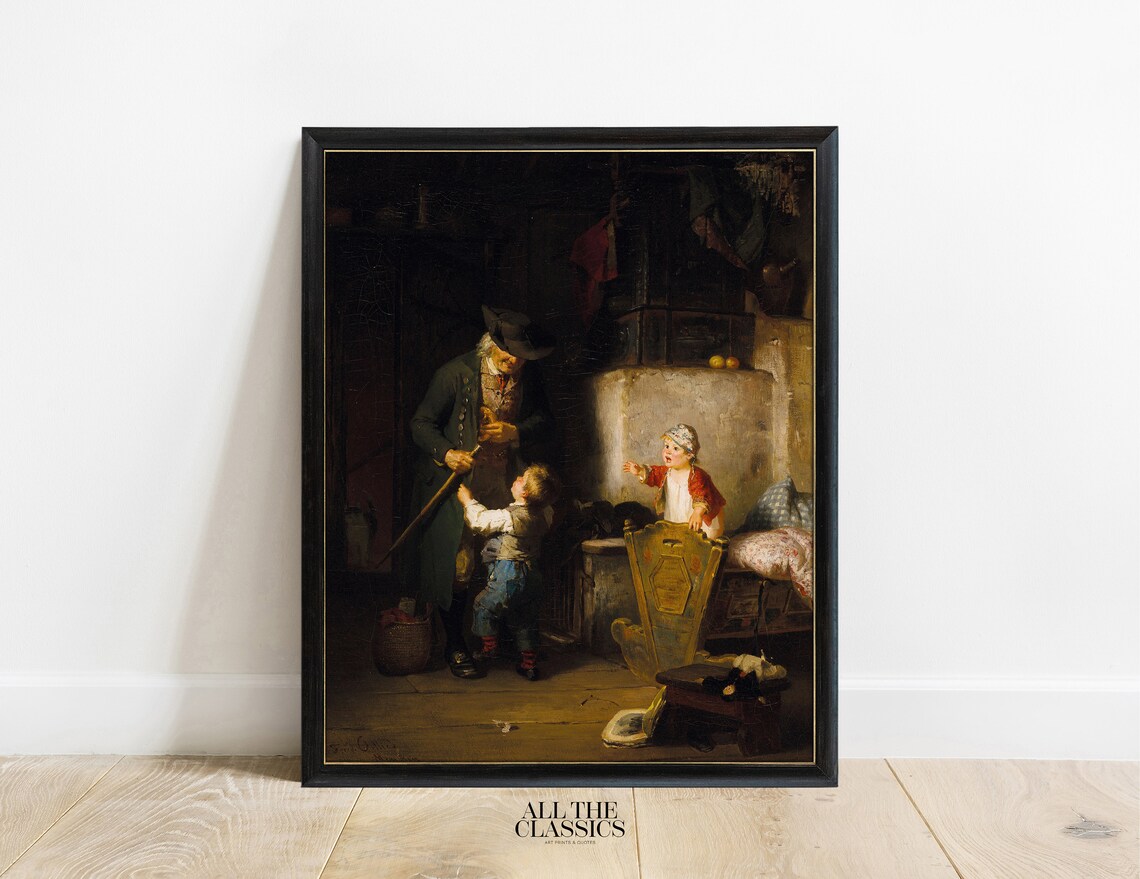 Der Besuch Des Grovaters, Vintage Family Portrait Art Print - Image 3