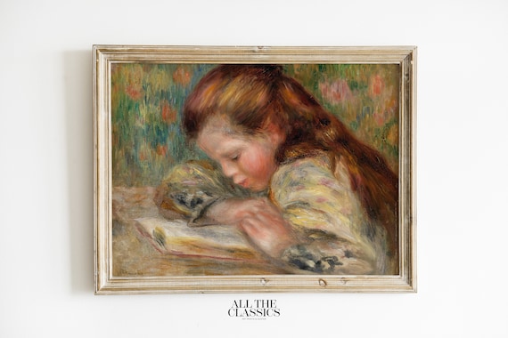 Impressionist Girl Reading Book Classic French Portrait Wall Art