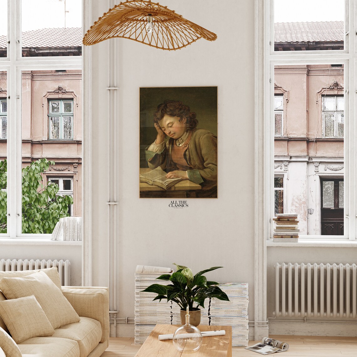 Boy Reading Open Book Baroque Vintage Male Portrait Painting Print - Image 3