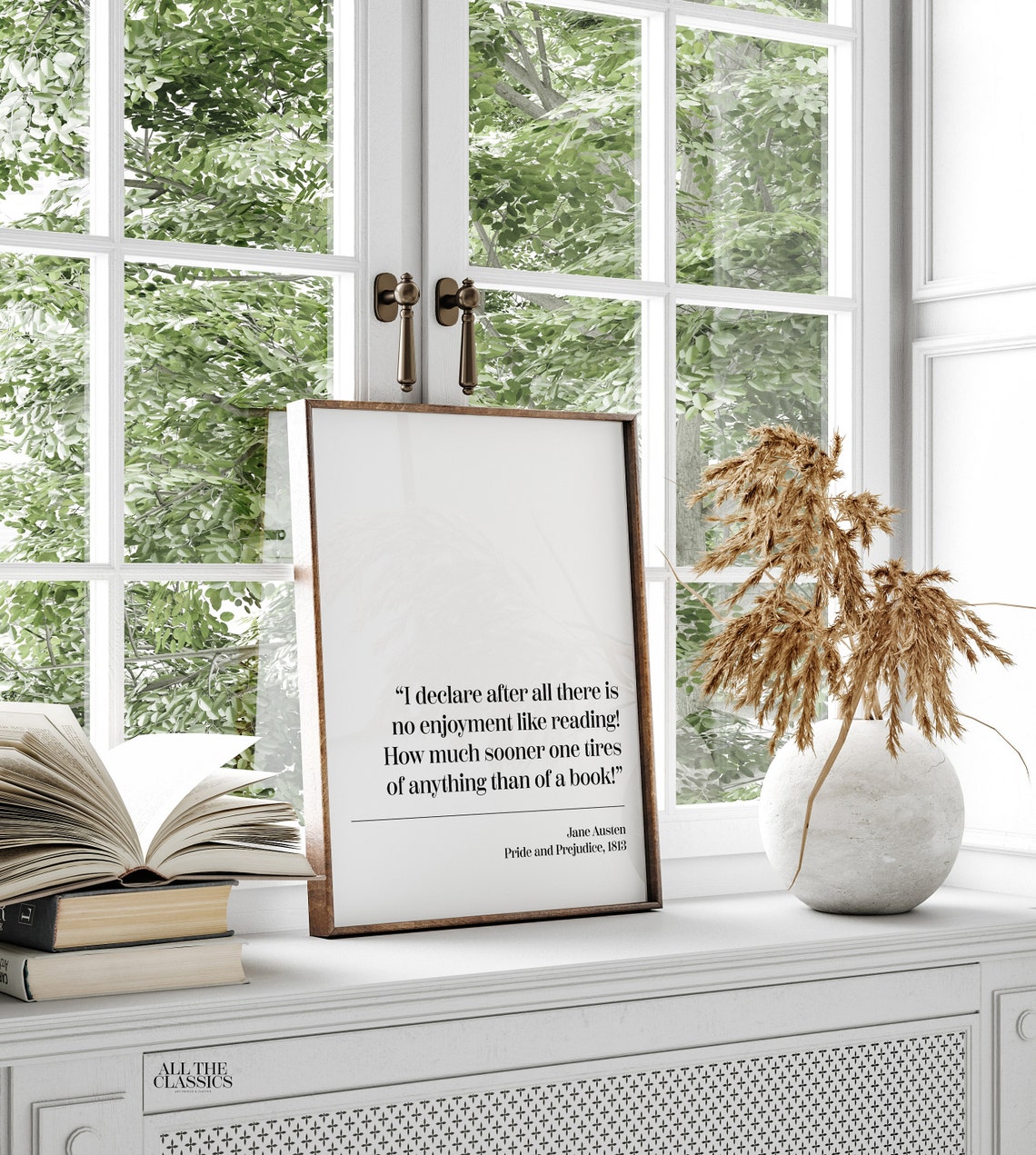 Jane Austen Reading Enjoyment Quote Minimalist Black Frame Poster - Image 2